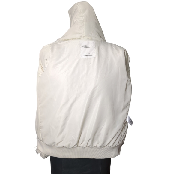 Aeropostale Ivory Faux Bomber Hoodie Jacket Size XS /TP. - Picture 7 of 11